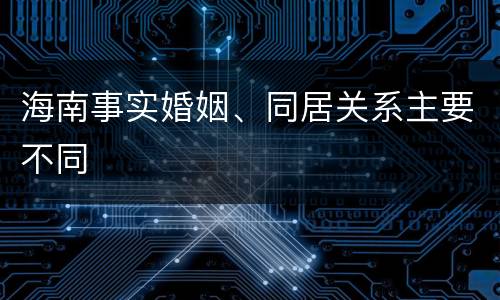 海南事实婚姻、同居关系主要不同