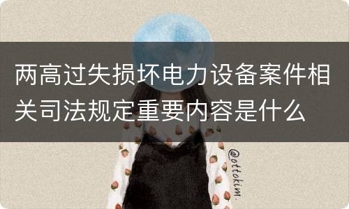 两高过失损坏电力设备案件相关司法规定重要内容是什么