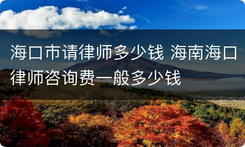 海口市请律师多少钱 海南海口律师咨询费一般多少钱
