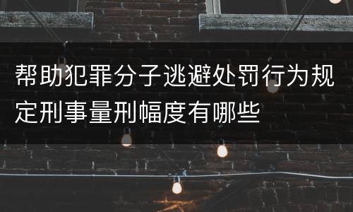 帮助犯罪分子逃避处罚行为规定刑事量刑幅度有哪些