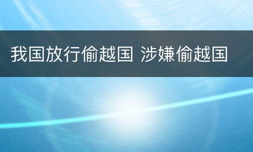 我国放行偷越国 涉嫌偷越国