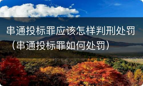 串通投标罪应该怎样判刑处罚（串通投标罪如何处罚）