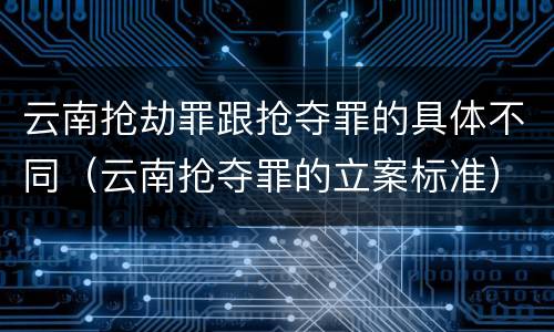 云南抢劫罪跟抢夺罪的具体不同（云南抢夺罪的立案标准）