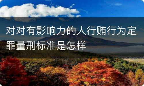 对对有影响力的人行贿行为定罪量刑标准是怎样