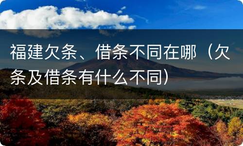 福建欠条、借条不同在哪（欠条及借条有什么不同）