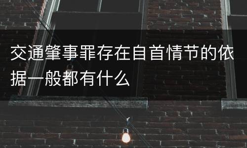 交通肇事罪存在自首情节的依据一般都有什么