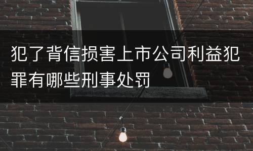 犯了背信损害上市公司利益犯罪有哪些刑事处罚