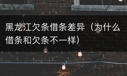 黑龙江欠条借条差异（为什么借条和欠条不一样）