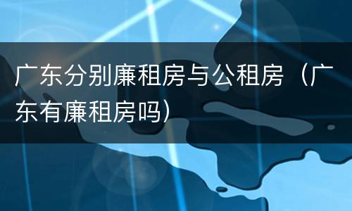 广东分别廉租房与公租房（广东有廉租房吗）