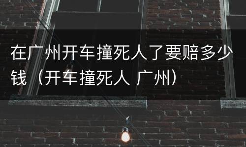 在广州开车撞死人了要赔多少钱（开车撞死人 广州）