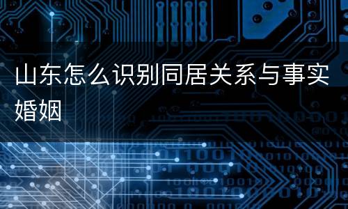 山东怎么识别同居关系与事实婚姻
