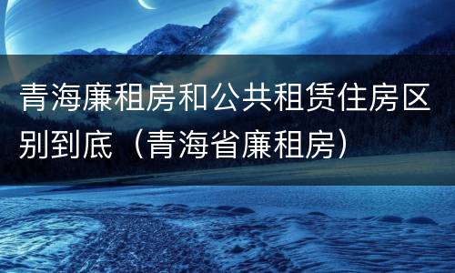青海廉租房和公共租赁住房区别到底（青海省廉租房）