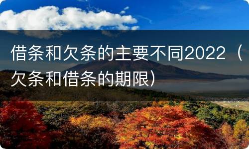 借条和欠条的主要不同2022（欠条和借条的期限）