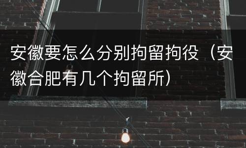 安徽要怎么分别拘留拘役（安徽合肥有几个拘留所）