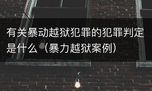 有关暴动越狱犯罪的犯罪判定是什么（暴力越狱案例）