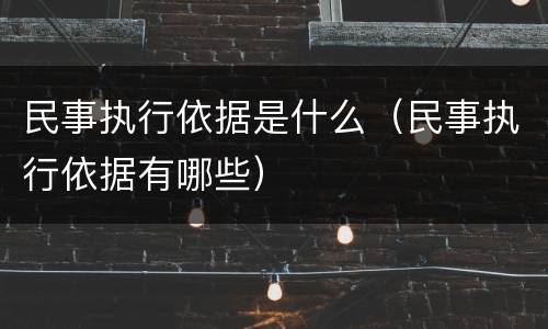 民事执行依据是什么（民事执行依据有哪些）