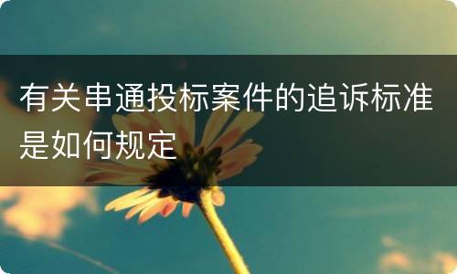 有关串通投标案件的追诉标准是如何规定