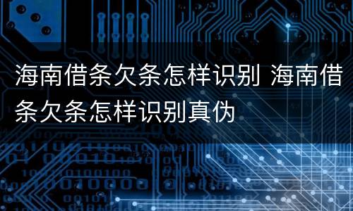 海南借条欠条怎样识别 海南借条欠条怎样识别真伪