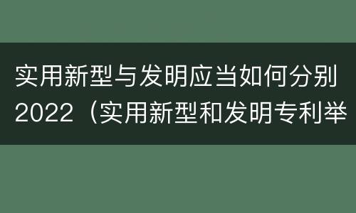 实用新型与发明应当如何分别2022（实用新型和发明专利举例）