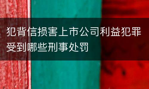 犯背信损害上市公司利益犯罪受到哪些刑事处罚