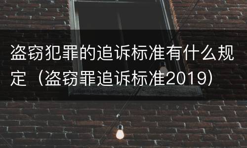 盗窃犯罪的追诉标准有什么规定（盗窃罪追诉标准2019）
