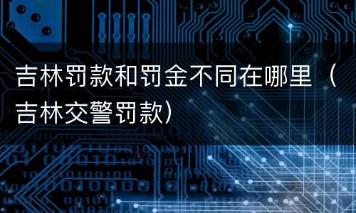 吉林罚款和罚金不同在哪里（吉林交警罚款）