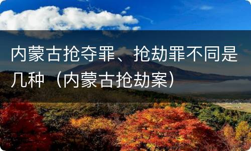 内蒙古抢夺罪、抢劫罪不同是几种（内蒙古抢劫案）