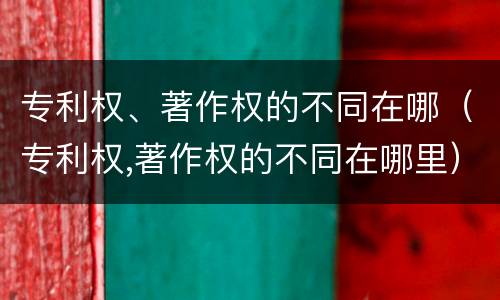 专利权、著作权的不同在哪（专利权,著作权的不同在哪里）