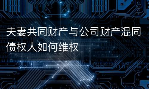 夫妻共同财产与公司财产混同债权人如何维权