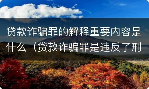 贷款诈骗罪的解释重要内容是什么（贷款诈骗罪是违反了刑法的哪一条）