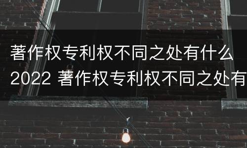著作权专利权不同之处有什么2022 著作权专利权不同之处有什么2022年的