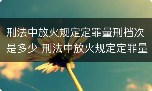 刑法中放火规定定罪量刑档次是多少 刑法中放火规定定罪量刑档次是多少