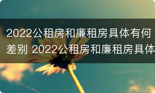 2022公租房和廉租房具体有何差别 2022公租房和廉租房具体有何差别呢