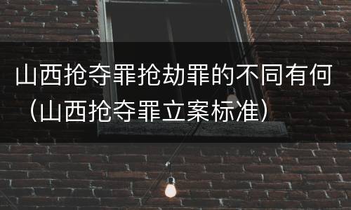 山西抢夺罪抢劫罪的不同有何（山西抢夺罪立案标准）
