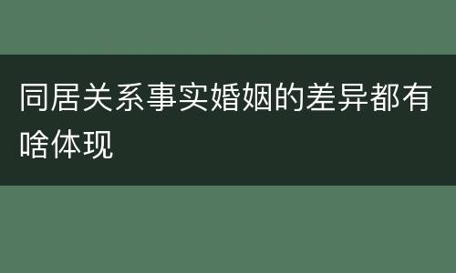 同居关系事实婚姻的差异都有啥体现