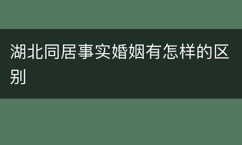 湖北同居事实婚姻有怎样的区别