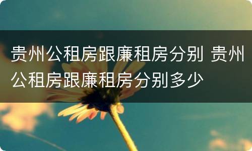 贵州公租房跟廉租房分别 贵州公租房跟廉租房分别多少