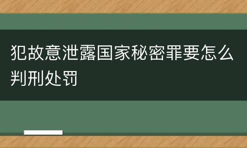 犯故意泄露国家秘密罪要怎么判刑处罚