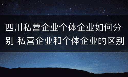 四川私营企业个体企业如何分别 私营企业和个体企业的区别