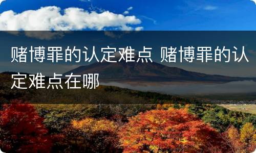 赌博罪的认定难点 赌博罪的认定难点在哪