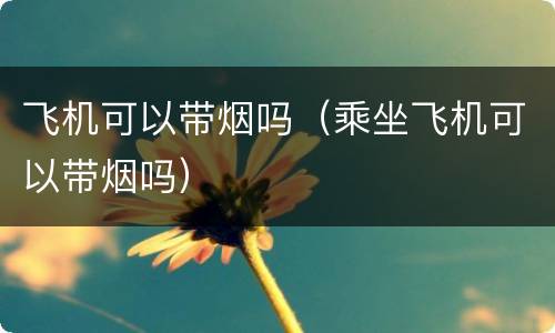 飞机可以带烟吗（乘坐飞机可以带烟吗）