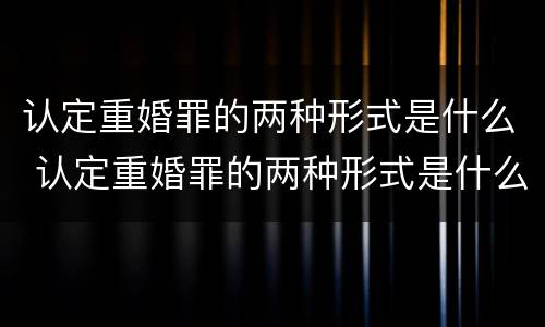 认定重婚罪的两种形式是什么 认定重婚罪的两种形式是什么意思