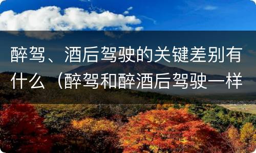 醉驾、酒后驾驶的关键差别有什么（醉驾和醉酒后驾驶一样吗?）