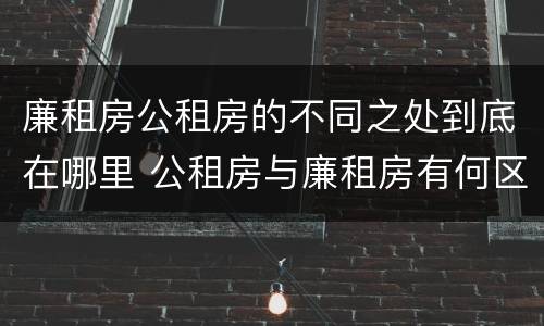 廉租房公租房的不同之处到底在哪里 公租房与廉租房有何区别