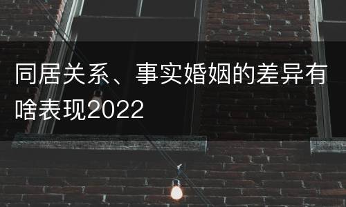 同居关系、事实婚姻的差异有啥表现2022
