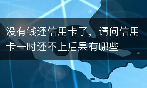 没有钱还信用卡了，请问信用卡一时还不上后果有哪些