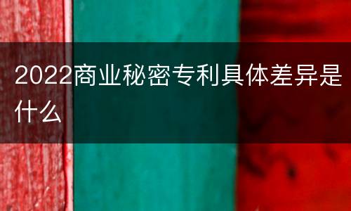 2022商业秘密专利具体差异是什么