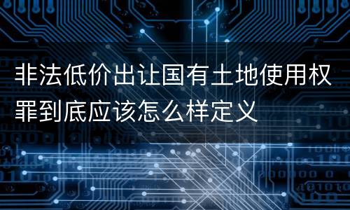 非法低价出让国有土地使用权罪到底应该怎么样定义