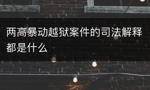 两高暴动越狱案件的司法解释都是什么