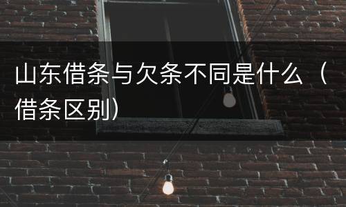 山东借条与欠条不同是什么（借条区别）